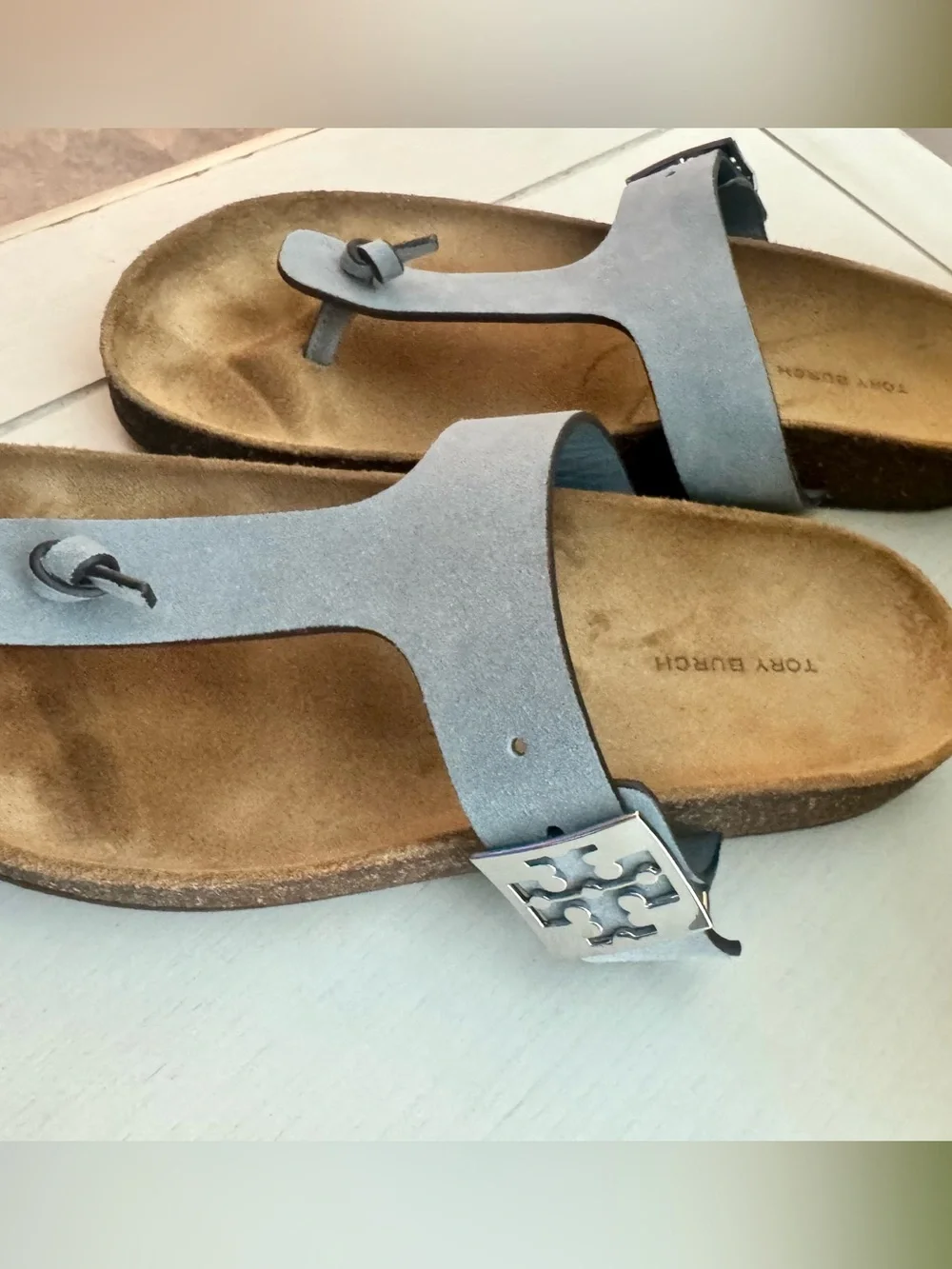 Tory Burch Aria Blue Mellow Thong Sandal/ Size 8.5/ Preloved- Great Condition